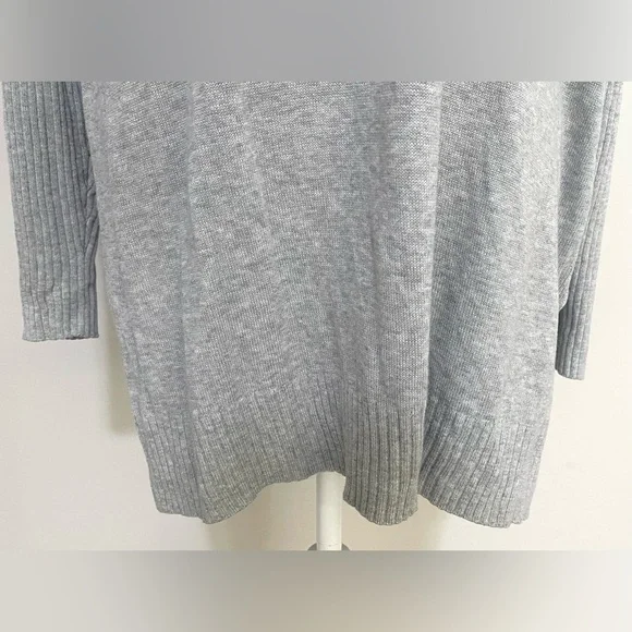 Crown & Ivy Womens OX Solid Gray Gray Long Sleeve Cowl Neck Sweater Cabincore - Picture 3 of 12